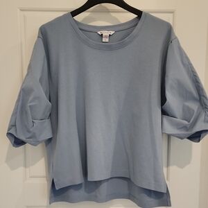 Athleta Light Blue Puff Sleeve Tee